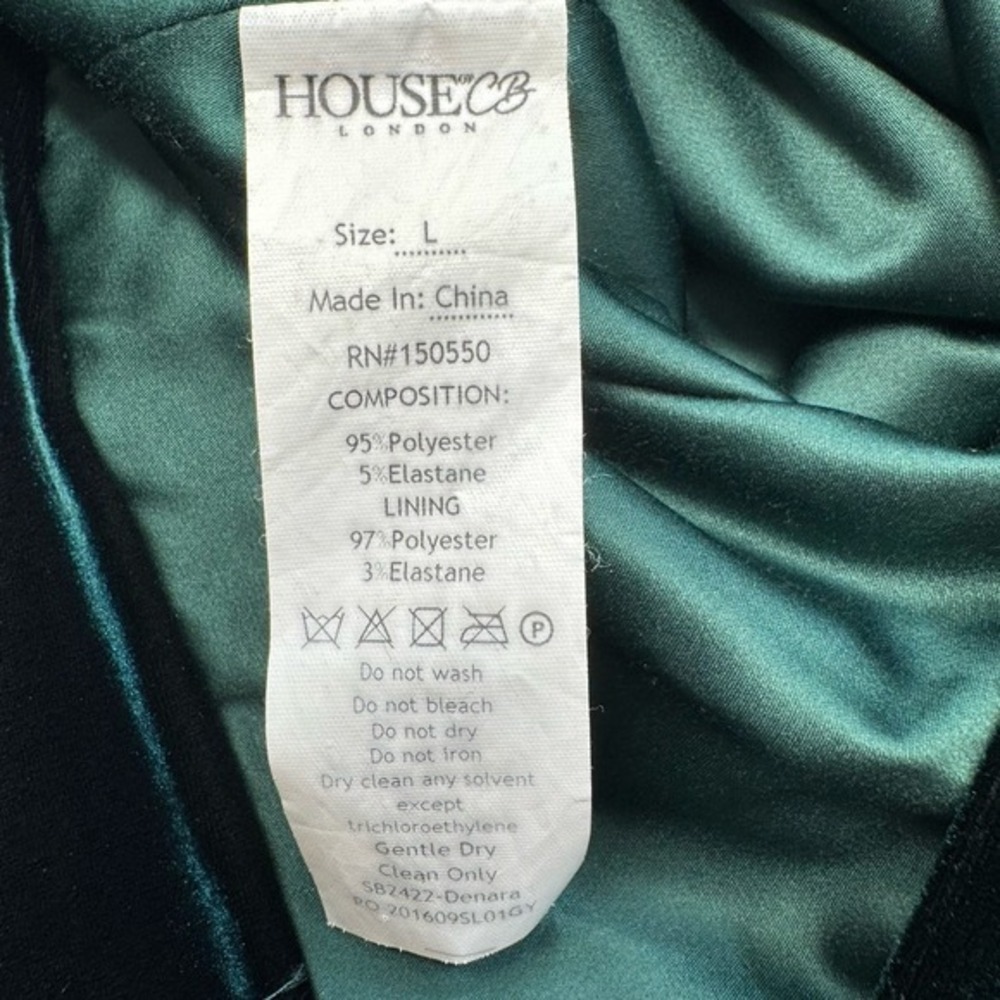 NWOT House of CB Women's Denara Green Velvet Dress Large Bodycon Cut Out Party - Picture 12 of 16